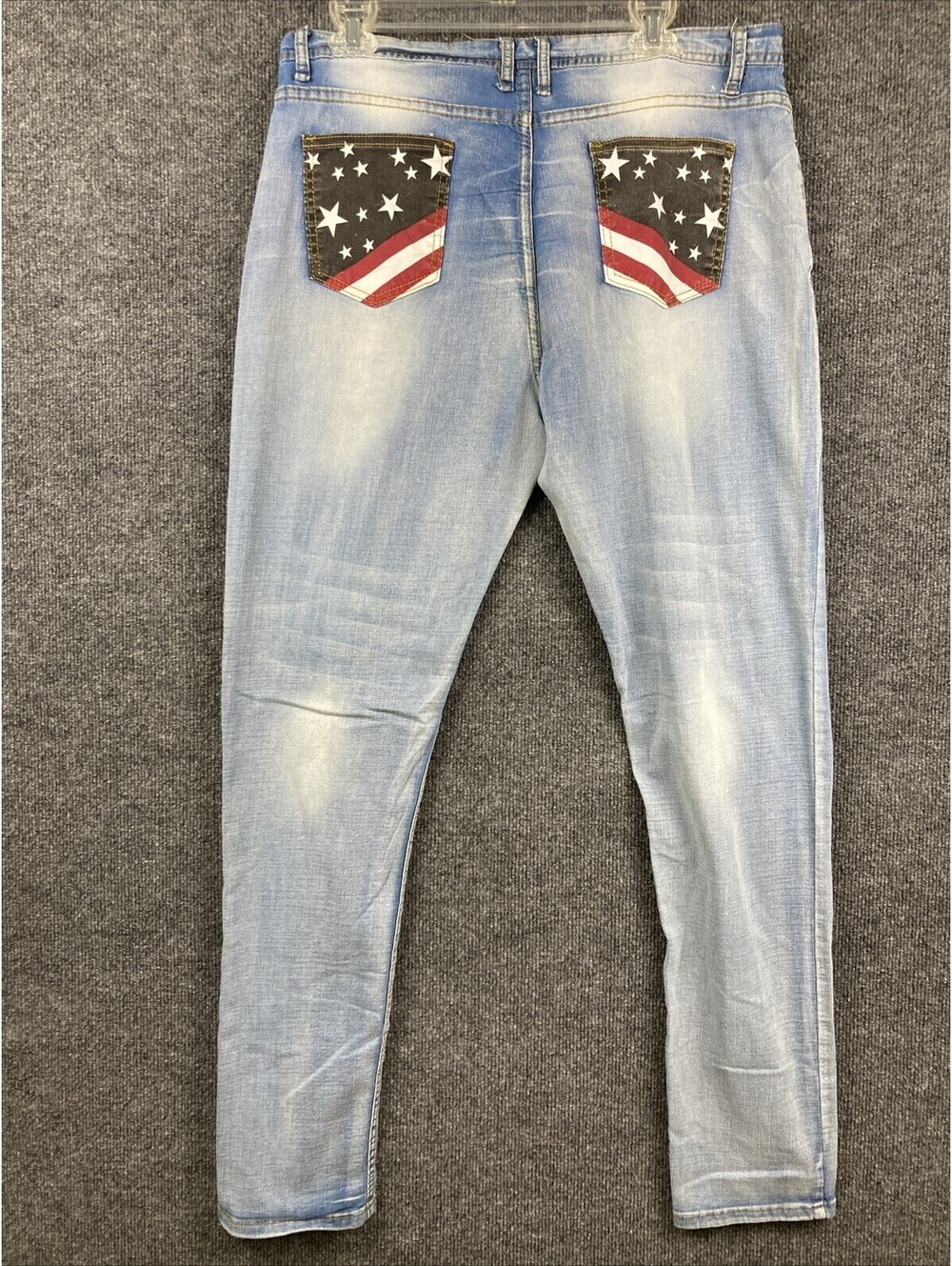 Womens Size 2XL American Flag Back Pockets Skinny Light Wash Denim Blue Jeans